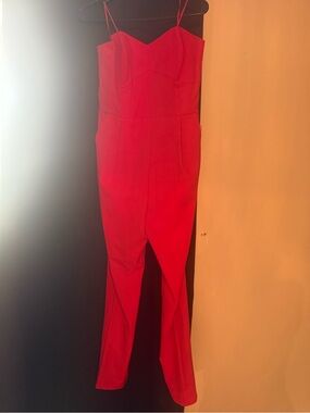 Nordstrom Red Spaghetti-Strap Tailored Jumpsuit